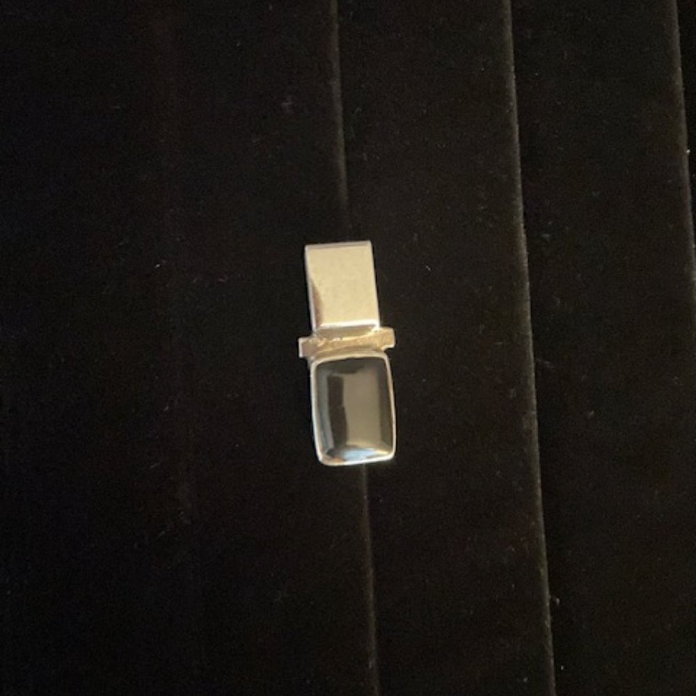 Sterling Silver Black Rectangle Pendant - image 4